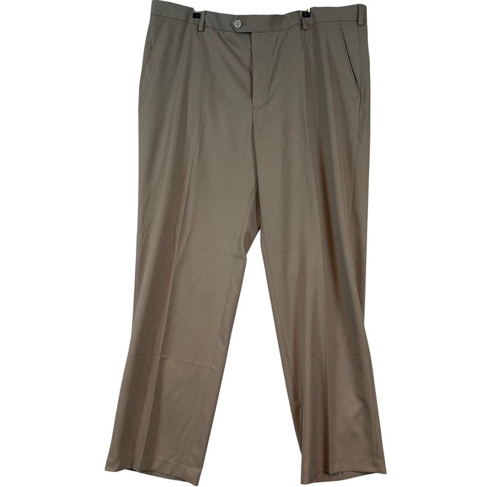NWT IZOD Mens Khaki Dress Pants 42x32 Straight‎ Fit Flat Front No Iron Classic
